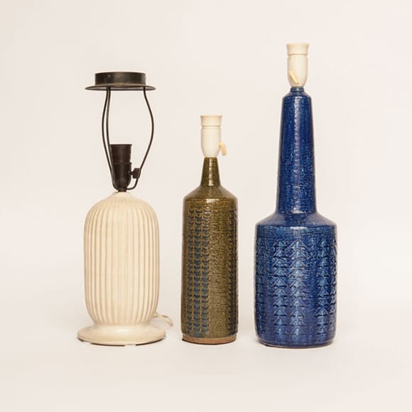 Three stoneware table lamps